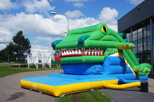 Inflatable crocodile slide combo