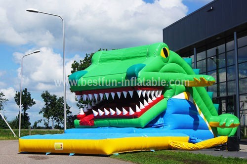 Inflatable crocodile slide combo