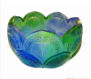 crystal colored glaze lotus seat----- liu li art glass craft