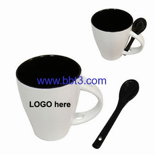 Top selling ceramic coffee mug with spoon