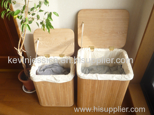 Bamboo collapsible bamboo laundry basket hamper with handle/storage box/bamboo basket