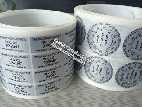 Custom Waterproof Round Matte Silver PET Vinyl Stickers With Custom Serial Number