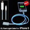 visible flowing EL led charging cable for samsung galaxy s5 , White / Black / Pink