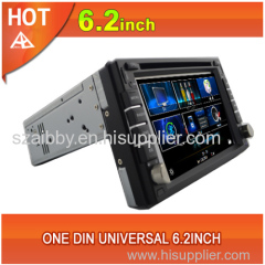 Universal car dvd player one 1 din 6.2 inch gps bluetooth radio ipod usb 3G wifi tv