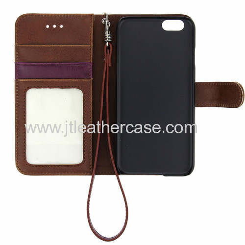 2014 Hot selling Brown leather wallet phone case cover for iphone6 PU