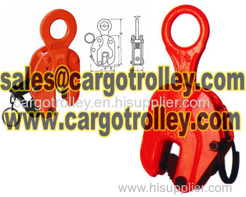 Vertical steel plate lifting clamp details