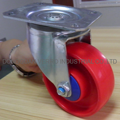 PP red 4 inch swivel caster with ball bearing