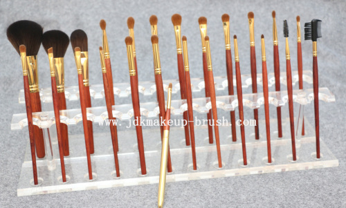 Highest grade rosewood handle makeup brush set with acrylic stand