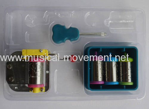 FIX ALL MUSIC BOX PARTS YOURSELF 18 NOTE HAND CRANK MUSIC BOX MOVEMENT 4 COLOR EXCHANGABLE DRUMS