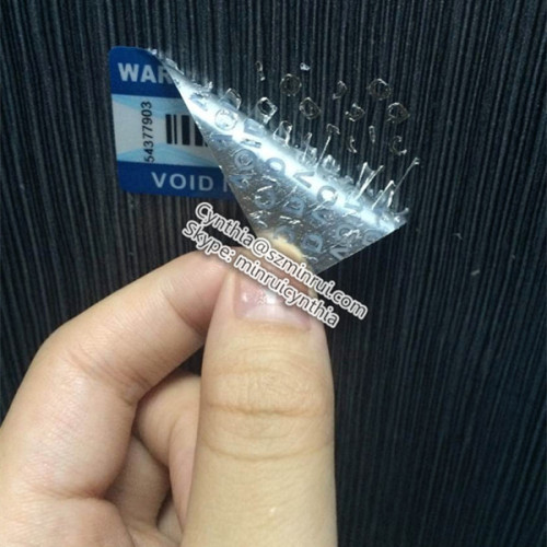 PET Anti-counterfeit Waterproof Warranty VOID Sticker 