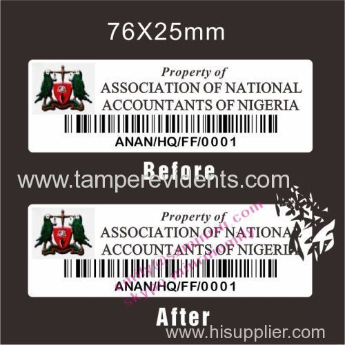 Tamper Evident Asset & Property Labels Destructible Fixed Asset & Property ID Tracking Tag Labels