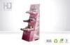 Pink Folding Corrugated Toiletry / Cardboard Cosmetic Display Stand Shelf For Supermarket