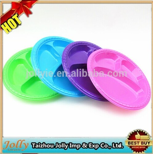 colorful three division disposable plastic plates