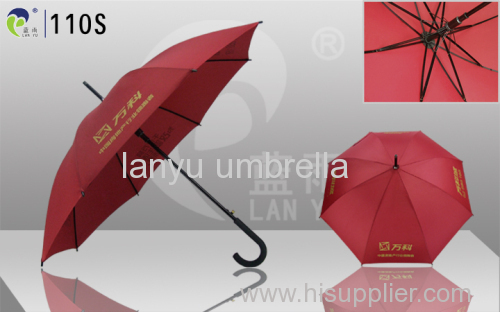 Promotional Automatic Open Straight Umbrellas Double Ribs 210T Pongee Fabric Professional Gifts