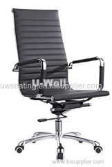 2015 PU back chrome arm soft seat aluminum base multifunction high back executive leather guest conference chair