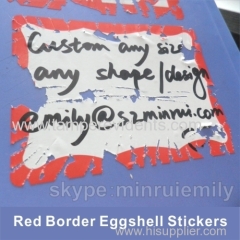 Factory Supply Red Border Blank Eggshell Sticker,Excellent Adhesive Eggshell Stickers Can be Writable