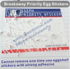 Custom Blue Printed Eggshell Stickers,Border Egg Shell Vinyl Tamper Evident Label Sticker Can't Remove