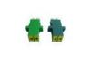 Green Singlemode Fiber Optic Adapter LC Duplex Hinged Dust Cover with Flange