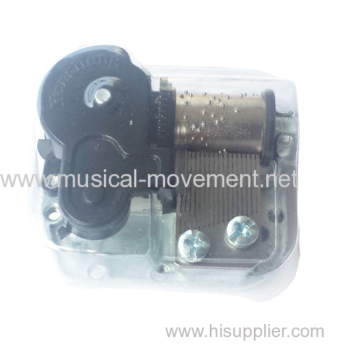 METAL TIN MUSIC BOX MOVEMENT WITH CLEAR PLASTIC COVER