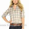 Ladies' Casual Blouse, Yarn-dyed Cotton, Work Shirt, Spread Collar, Flap Pockets, Elbow Patch