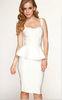 High end Slim white bandage Womens Suit Dresses with Round neck