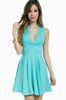 Deep V Neck Chiffon Summer Mint Green Girls Short Dresses with Lace Back