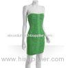 Ruched Stretch Strapless Long Party Dresses Women with Open Back , Green