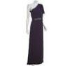 Plum Chiffon Ruffle Evening Party Dresses Belted , One Shoulder Floor Length Skirt