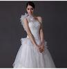 Luxury one shoulder Satin Long Train Wedding Dresses tulle skirt for Summer / Autumn