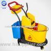Small Double Mop Bucket With Wringer , Hospital Down Press Mop Wringer