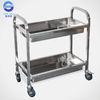 Stainless Steel Bowl Serving Trolley With Wheels / 2 Levels Dining Cart