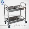 Stainless Steel Bowl Serving Trolley With Wheels / 2 Levels Dining Cart