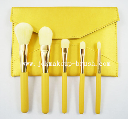 Yellow Makeup Brush Set with Envelope Pouch