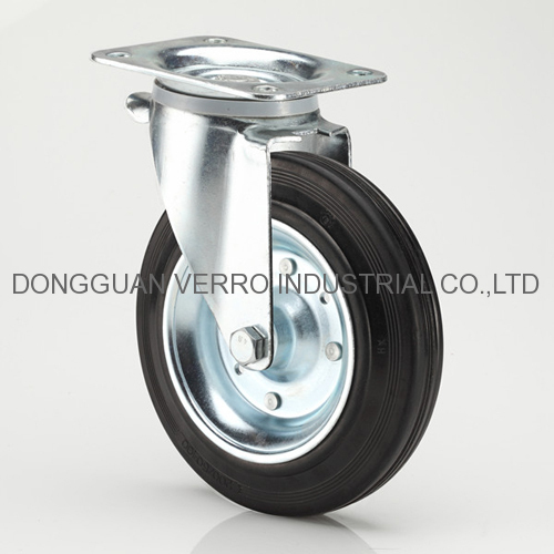 8 inches swivel head rubber wheel garbage container casters