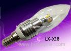 3W 200 Lumen Dimmable LED Candle Light Bulb 7000K Cold White , Glass Housing