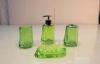 Acrylic 4pcs Transparent Green Plastic Bathroom Sets Eco friendly Soap Dish