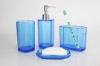 Blue Plastic 4 piece Bath Accessory Sets Square Toothbrush Holder