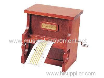 WOODEN ORGAN HAND CRANK MUSIC BOX GIFTS 15 NOTE PAPER MUSIC BOX MOVEMENT DIY SONGS