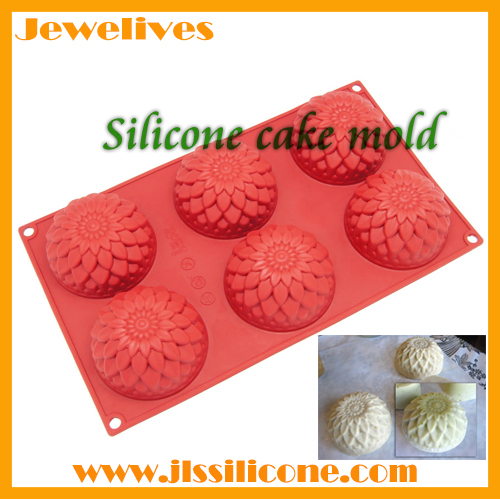 flowers shape of silicone cake pan with 6 caves
