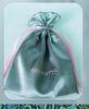 Hot Stamp Satin Favor Drawstring Pouch Bags Printed Logo Ribbon