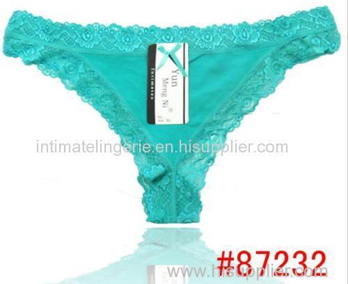 2014 new Lace trim cotton g-string hot lady thong sexy Underpants lady panties women underwear girl t-back hot lingerie