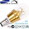 4w SBC B15 dimmable LED clear candle bulb with a 3 year Guarantee 2700k warm white