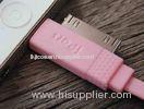 Pink 2 In 1 Cell Phone USB Cable 100cm , IPhone Micro Usb Charging Data Cable