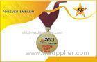 Gold Plating Metal Medals With V-Type Ribbon With Jump Ribbon Ring For Festivals