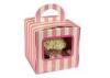 Stripe Pattern Side Window Portable Single Cupcake Box Trays Insert