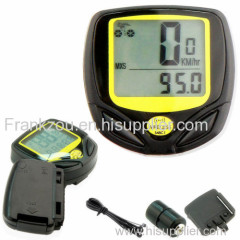 Wireless LCD Bicycle Bike Computer Speedo Odometer Waterproof Speedometer Yellow