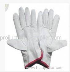 Natural Color Grain Full Pig Skin Leather Gloves with Keystone Thumb for Refuse Collection