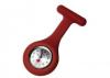 Red Portable Brooch China Movement Nurse Fob Watch With Silicone Case, Laser Filled Logo
