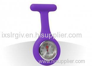 Purple Case White Dial Black Arabic Numbers Pocket Nurse Fob Style Pin Watch