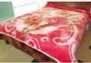 Woven Soft 2 Ply Mink Blanket Sheet Elastic With Red Flower , Double Bed Blankets